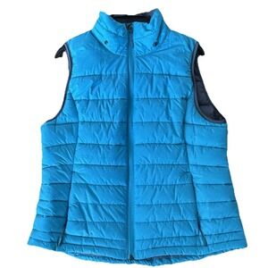 Tangerine Blue Quilted Puffer Vest Lightweight Athletic Outdoor Zip Up XL